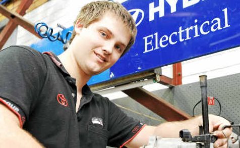 Rallying on his mind: Apprentice Ryan Fletcher at work at Skinner Motors. Rallying on his mind: Apprentice Ryan Fletcher at work at Skinner Motors.